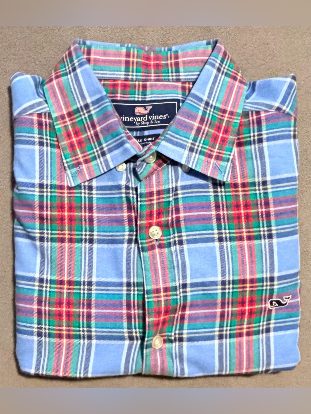 Vineyard Vines - Men’s Long Sleeve - Plaid Button Up - Whale Shirt - Medium